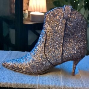 💋NEW Charles By Charles David Glitter Ankle Boots - Bronze 2.5 Inch HEEL